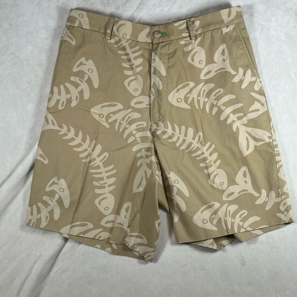 Lily Pulitzer Everglade Shorts Fits 33W Fishbone All Over Print Preppy Shorts